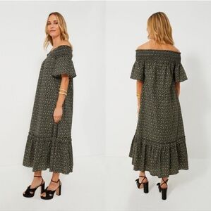 Tuckernuck Hyacinth House Black Floral Off the Shoulder Maxi Dress